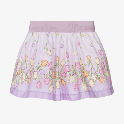 Monnalisa-Girls Purple Cotton Flower Skirt | Childrensalon Outlet