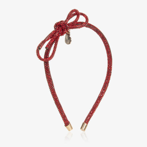 Monnalisa-Girls Red Diamanté Bow Hairband | Childrensalon Outlet