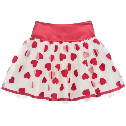 Monnalisa Chic-Girls Red Hearts Skirt | Childrensalon Outlet