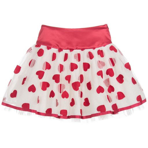 Monnalisa Chic-Girls Red Hearts Skirt | Childrensalon Outlet