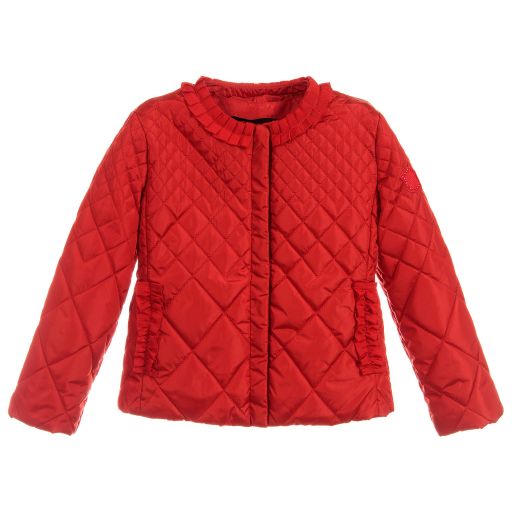 Monnalisa-Girls Red Quilted Jacket | Childrensalon Outlet
