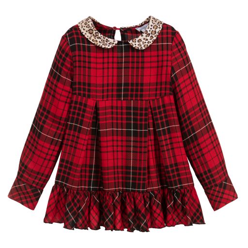 Monnalisa-Girls Red Viscose Check Blouse | Childrensalon Outlet