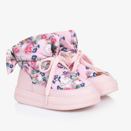 Monnalisa-حذاء مبطن بنقشة وردية للبنات | Childrensalon Outlet