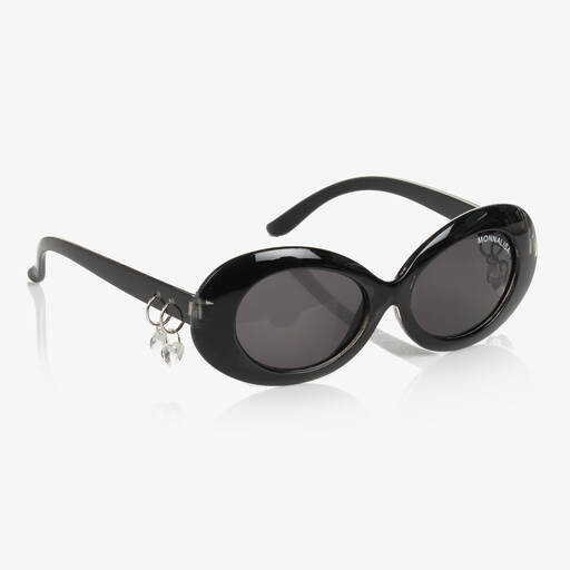 Monnalisa-Черные солнцезащитные очки в круглой оправе со стразами  | Childrensalon Outlet