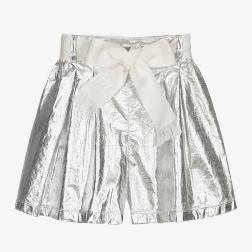 Monnalisa Chic-شورت قطن لون فضّي ميتاليك للبنات | Childrensalon Outlet