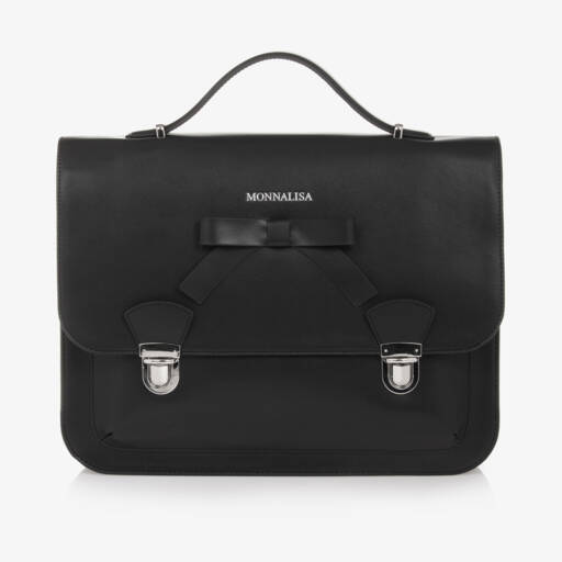 Monnalisa-Girls Sleek Black Leather Bag | Childrensalon Outlet