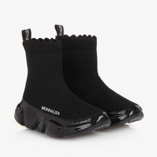 Monnalisa-Girls Sleek Black Mesh Trainers | Childrensalon Outlet