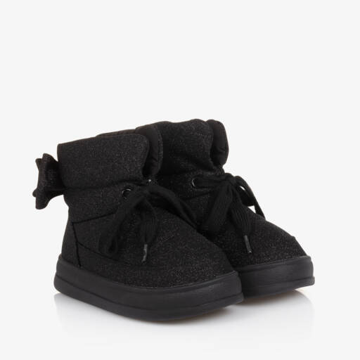 Monnalisa-Girls Sparkly Black Quilted Ankle Boots | Childrensalon Outlet