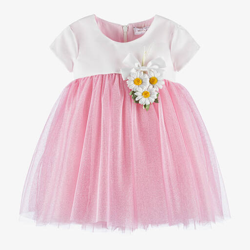 Monnalisa-Girls Sparkly Pink Tulle Dress | Childrensalon Outlet