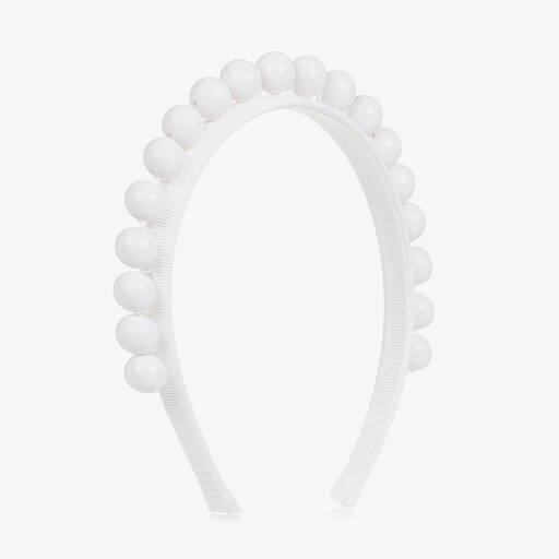 Monnalisa-Girls White Beaded Hairband | Childrensalon Outlet