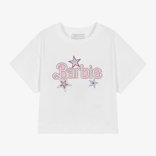 Monnalisa-Girls White Cotton Barbie T-Shirt | Childrensalon Outlet