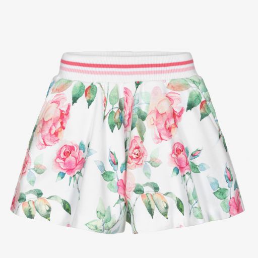 Monnalisa-Weiße Baumwollshorts für Mädchen | Childrensalon Outlet