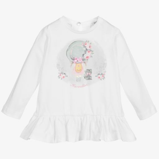 Monnalisa-Белый хлопковый топ для девочек | Childrensalon Outlet