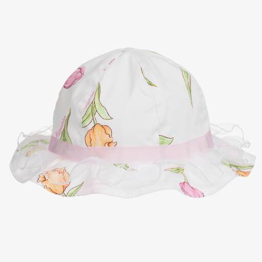 Monnalisa-Girls White Cotton Tulip Sun Hat | Childrensalon Outlet
