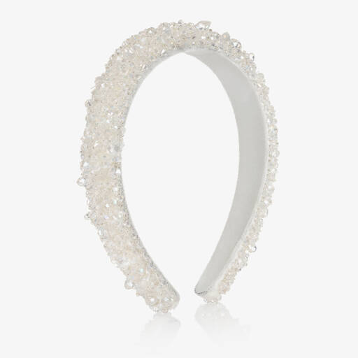 Monnalisa-Girls White Crystal Hairband | Childrensalon Outlet