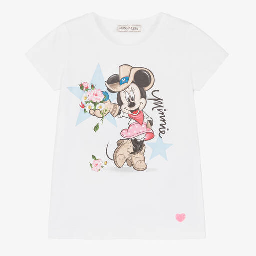 Monnalisa-Girls White Disney Cotton T-Shirt | Childrensalon Outlet