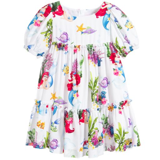 Monnalisa-Girls White Disney Dress  | Childrensalon Outlet