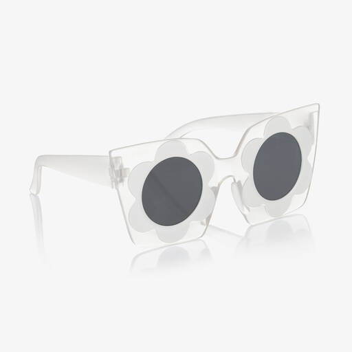 Monnalisa-Белые солнцезащитные очки с оправой-цветами (UV400) | Childrensalon Outlet