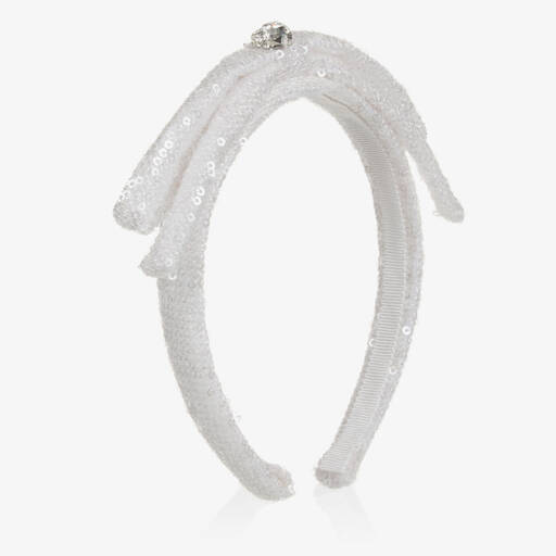 Monnalisa Chic-Girls White Sequin Hairband  | Childrensalon Outlet