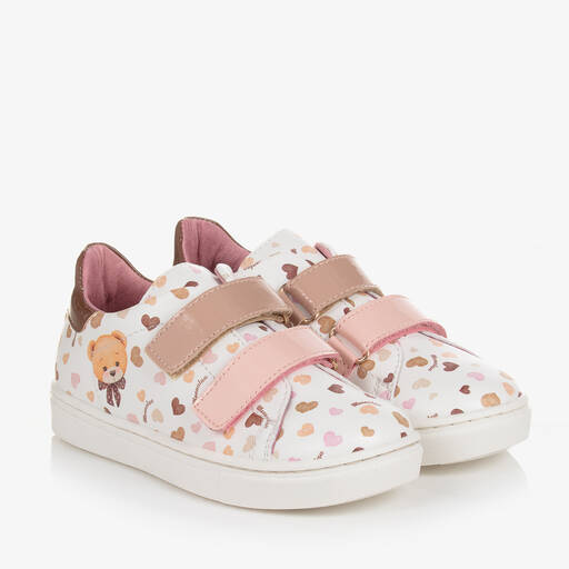Monnalisa-ترينرز بطبعة تيدي بير جلد صناعي لون أبيض | Childrensalon Outlet
