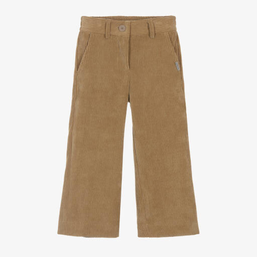 Monnalisa-Girls Wide-Leg Beige Corduroys | Childrensalon Outlet