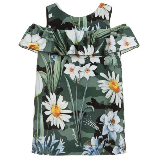 Monnalisa-Green Floral Print Dress | Childrensalon Outlet