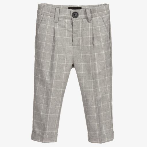 Monnalisa-Grey Checked Trousers | Childrensalon Outlet