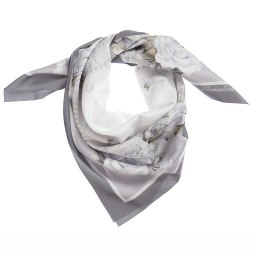 Monnalisa-Grey & Ivory Scarf (69cm) | Childrensalon Outlet