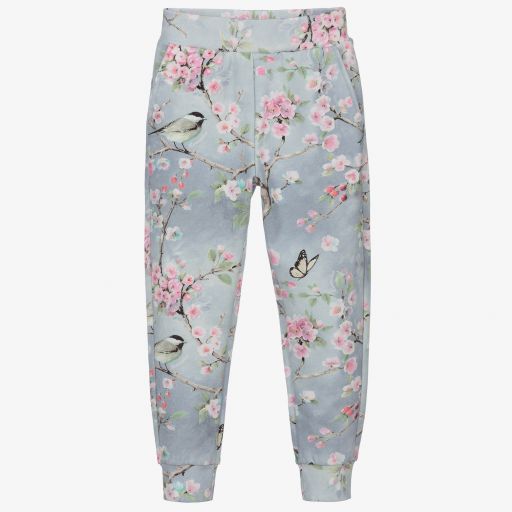 Monnalisa-Серо-розовые джоггеры с цветущими ветками | Childrensalon Outlet