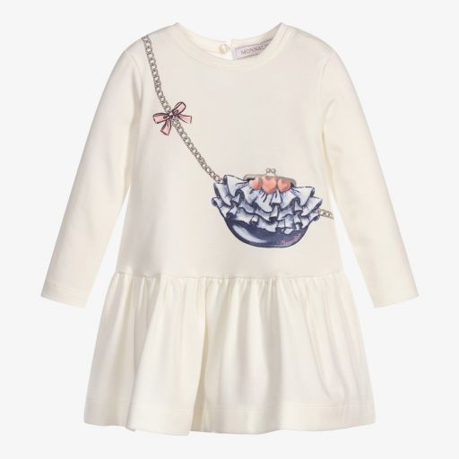 Monnalisa-فستان فيسكوز جيرسي لون عاجي | Childrensalon Outlet