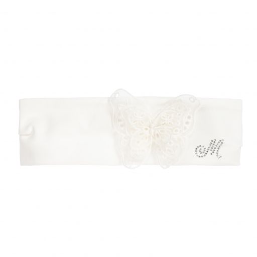 Monnalisa Chic-Ivory Butterfly Headband | Childrensalon Outlet