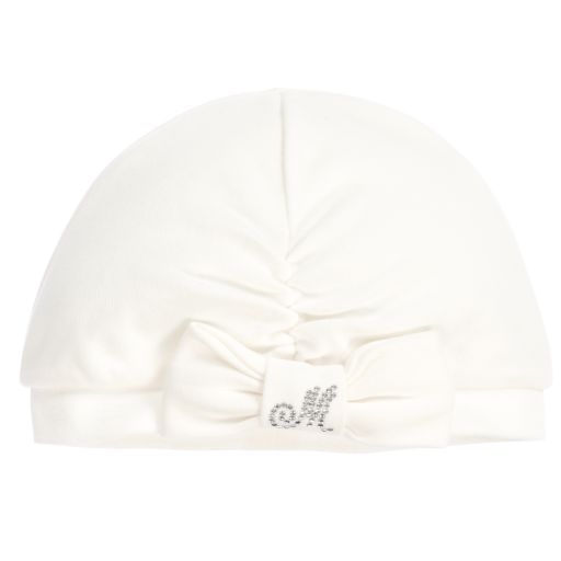 Monnalisa-Ivory Cotton Baby Hat | Childrensalon Outlet