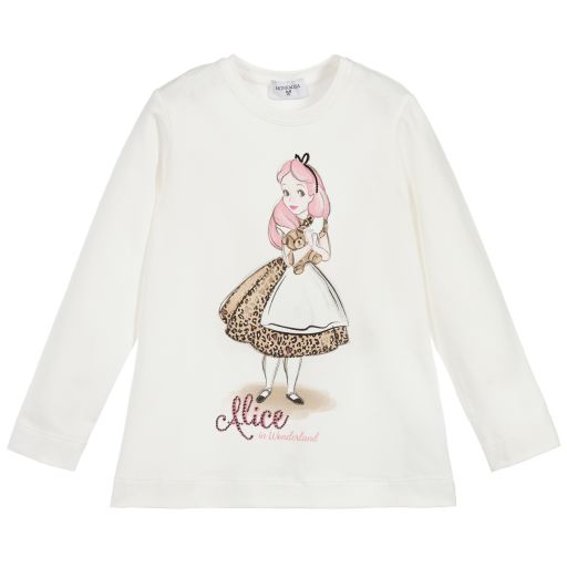 Monnalisa-Хлопковый топ цвета слоновой кости Disney | Childrensalon Outlet
