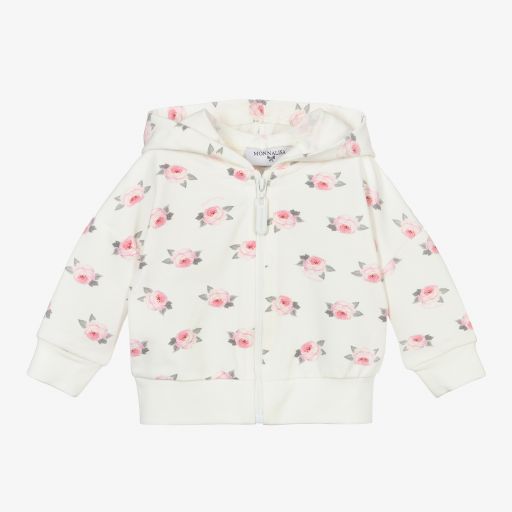 Monnalisa-Blouson à capuche zippé ivoire | Childrensalon Outlet