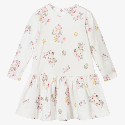 Monnalisa-Ivory Cotton Jersey Dress | Childrensalon Outlet