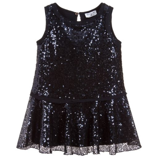 Monnalisa-Navy Blue Sequin Dress | Childrensalon Outlet