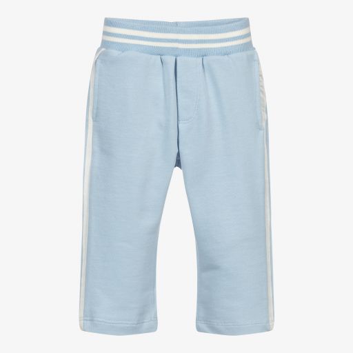 Monnalisa-Pale Blue Cotton Joggers | Childrensalon Outlet