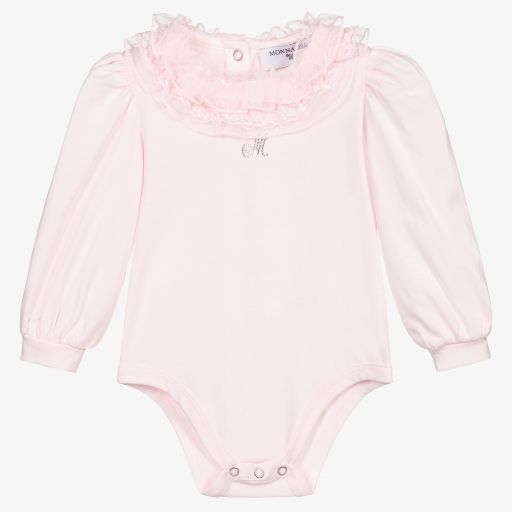 Monnalisa-Pink Cotton Baby Bodysuit | Childrensalon Outlet