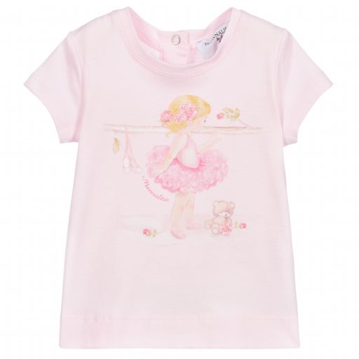 Monnalisa Bebé-Pink Cotton Ballet T-Shirt | Childrensalon Outlet