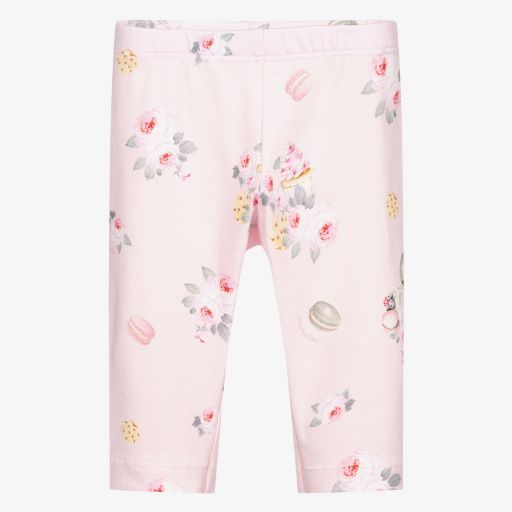 Monnalisa-Legging rose à fleurs en coton | Childrensalon Outlet