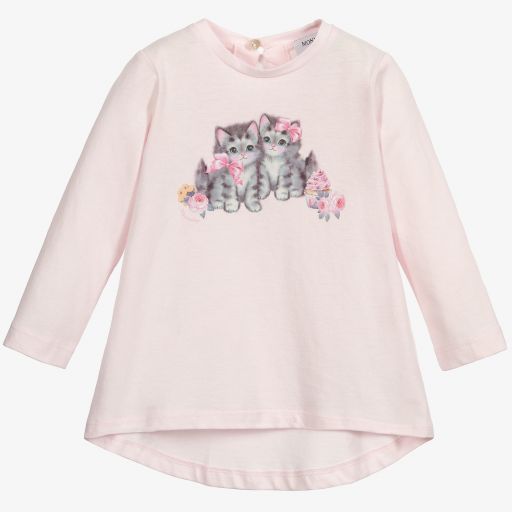 Monnalisa-Розовая хлопковая туника | Childrensalon Outlet