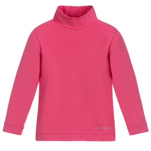Monnalisa-Pink Cotton Turtle Neck Top | Childrensalon Outlet