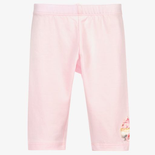 Monnalisa-Розовые хлопковые легинсы с капкейками | Childrensalon Outlet