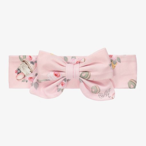 Monnalisa-Rosa Stirnband mit Blumen-Print | Childrensalon Outlet