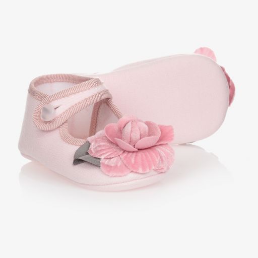 Monnalisa-Pink Floral Pre-Walkers Shoes | Childrensalon Outlet