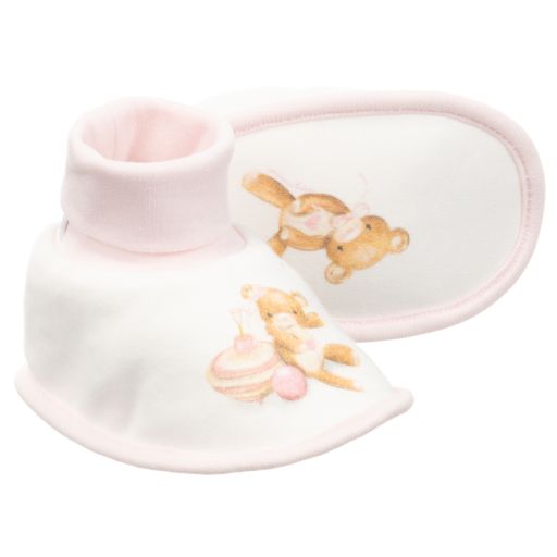 Monnalisa-بوت قطن لون زهري وعاجي للمولودات | Childrensalon Outlet