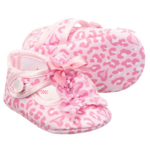 Monnalisa-حذاء لون زهري وعاجي بطبعة جلد النمر للمولودات | Childrensalon Outlet