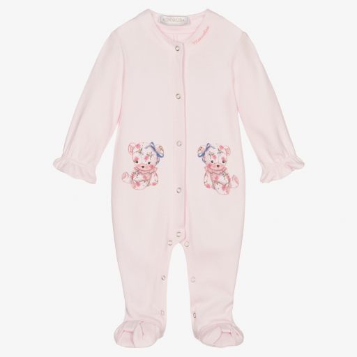 Monnalisa-Rosa Strampler mit Teddys  | Childrensalon Outlet