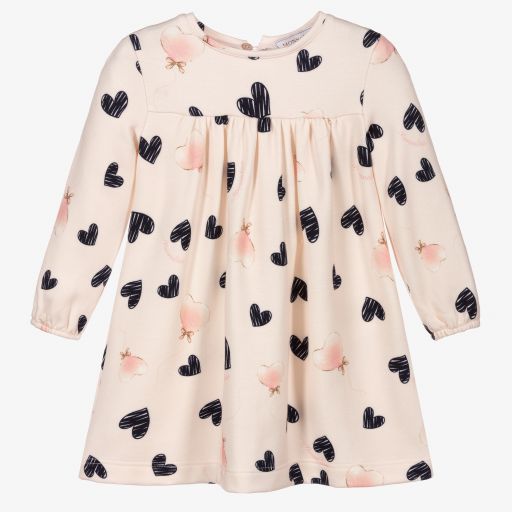 Monnalisa-Розовое платье из вискозы с сердечками | Childrensalon Outlet