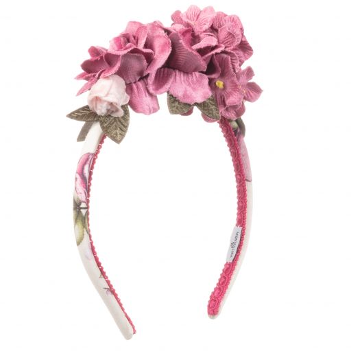 Monnalisa-Pink & White Floral Hairband | Childrensalon Outlet